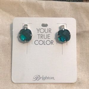 Brighton emerald green and clear stone earrings